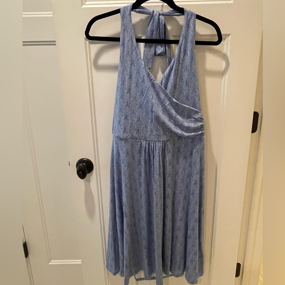Boden Sky Blue Halter knit Sundress with pockets US size 12